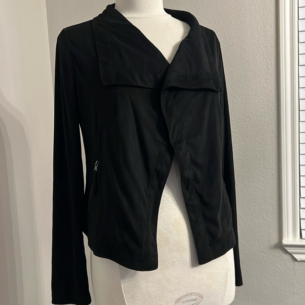 Faux suede versatile black light cardigan or jacket
